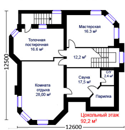 Цокольный этаж проекта дома